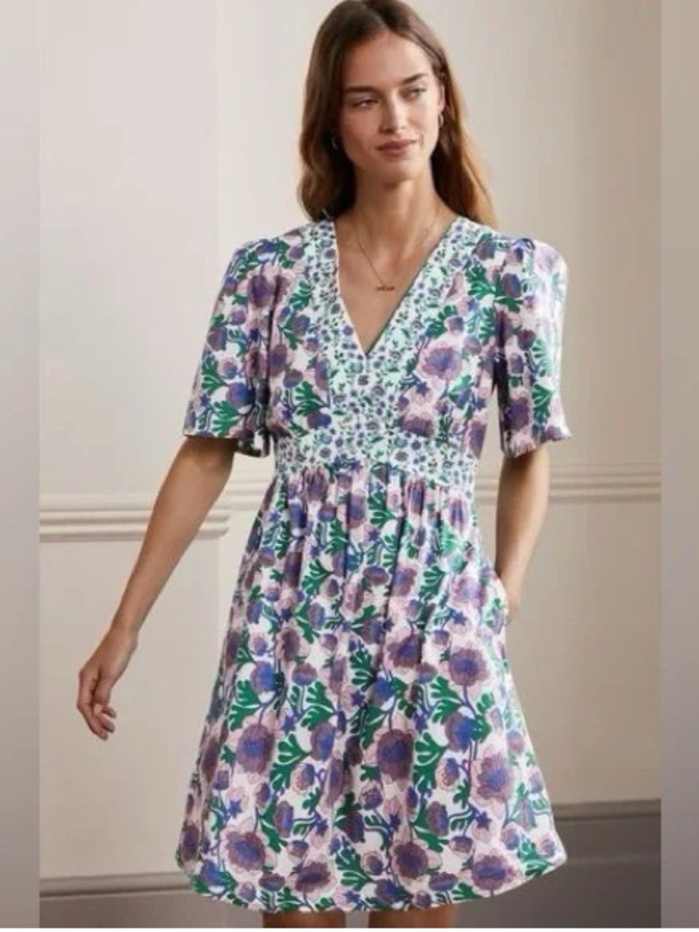 BODEN Women's Terrace Bud Floral V neck dress, 12
